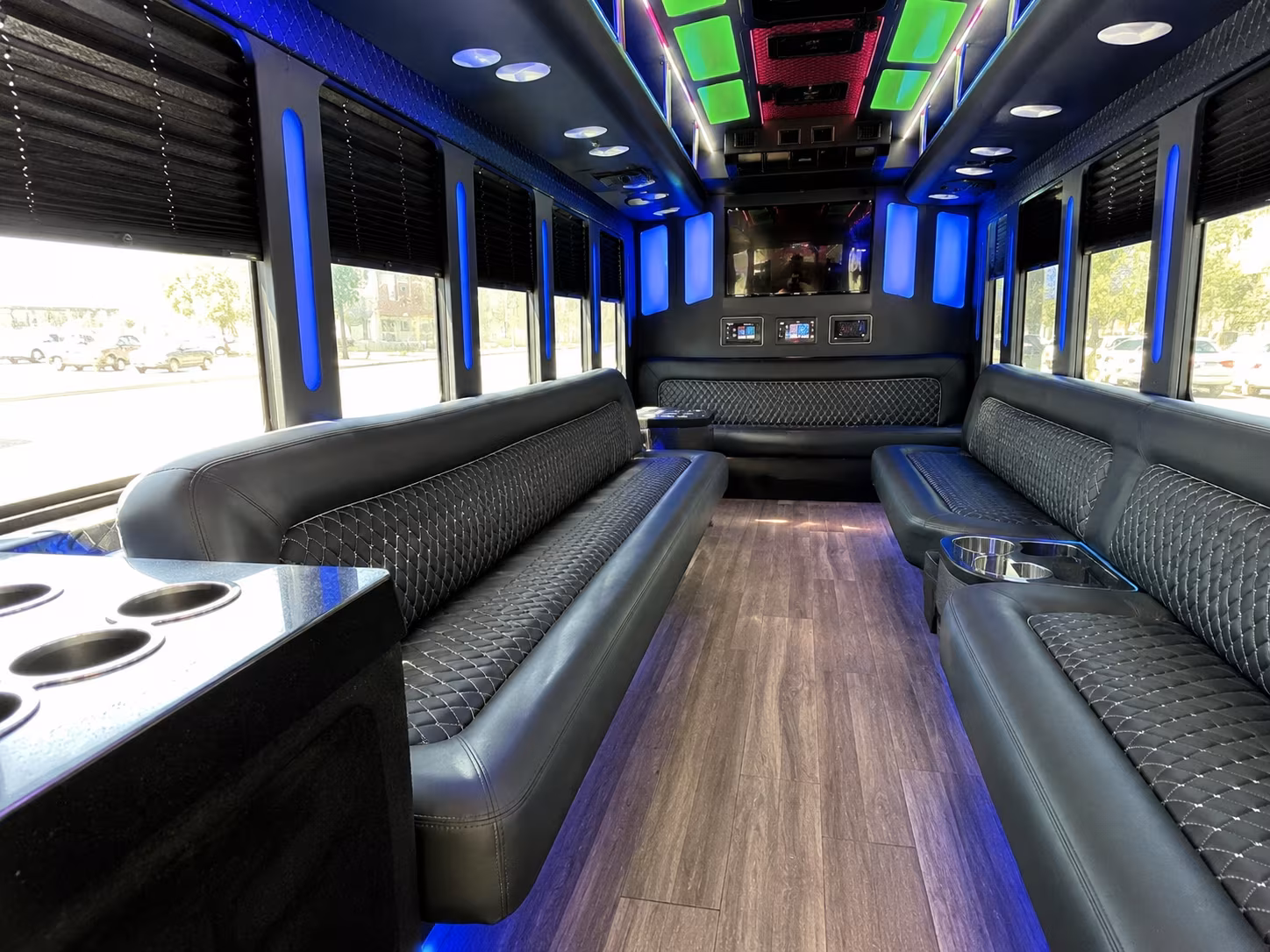 beaverton 15 passenger party bus inside