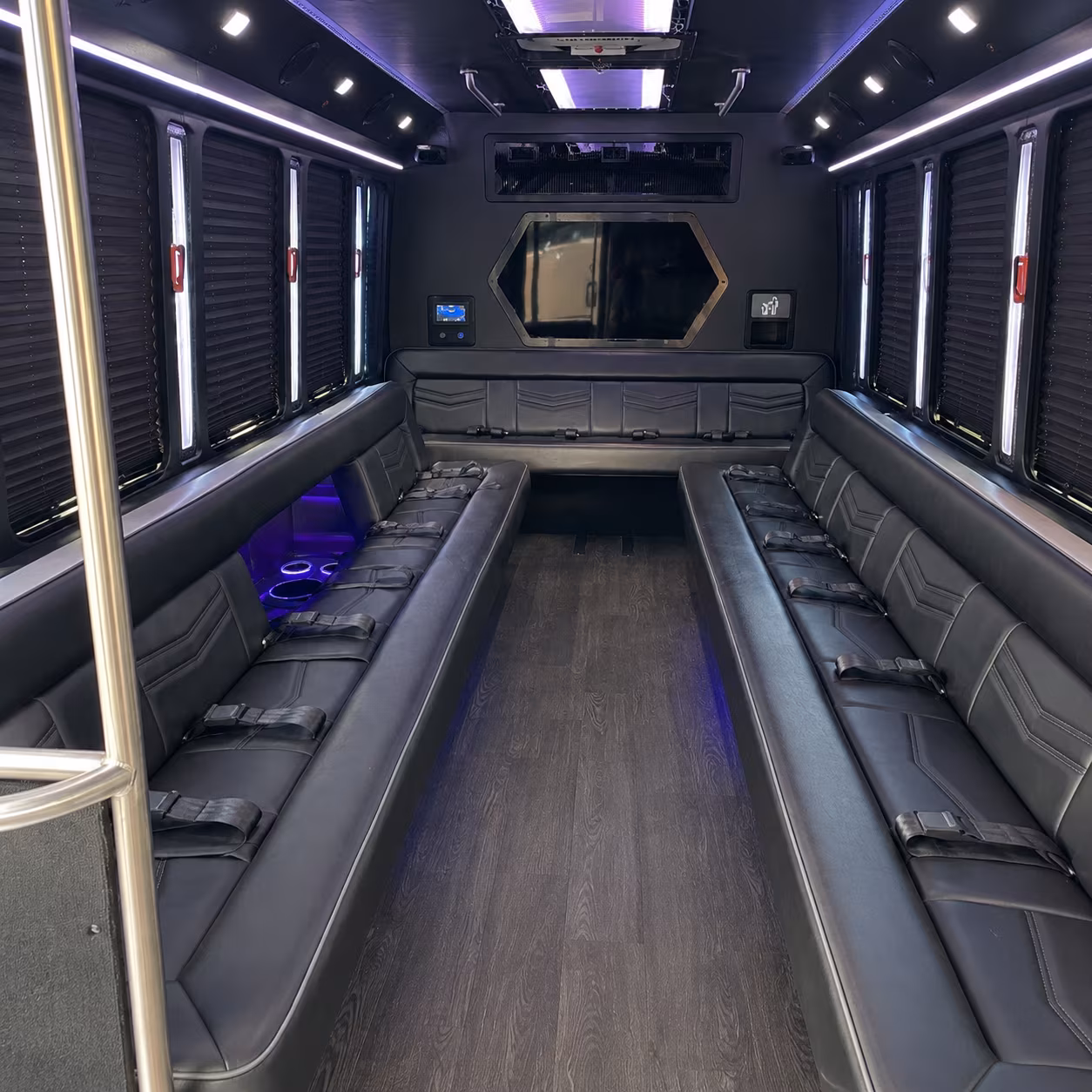 beaverton 18 passenger party bus interior