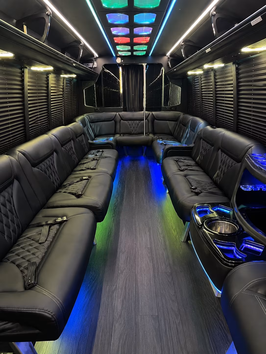 beaverton 20 passenger party bus interior