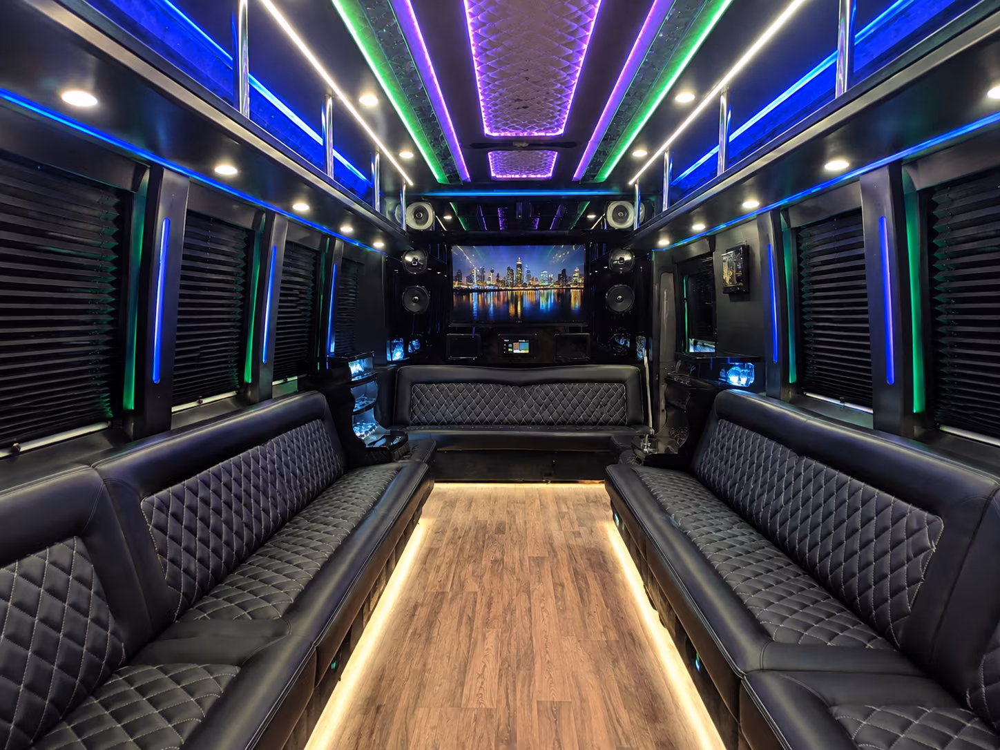 beaverton 25 passenger party bus interior