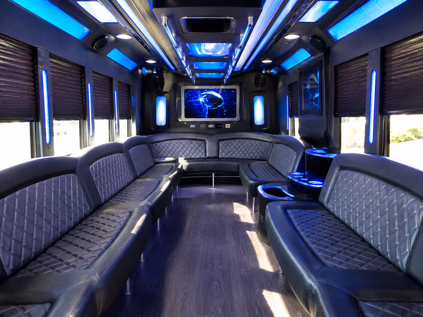 beaverton 28 passenger party bus inside